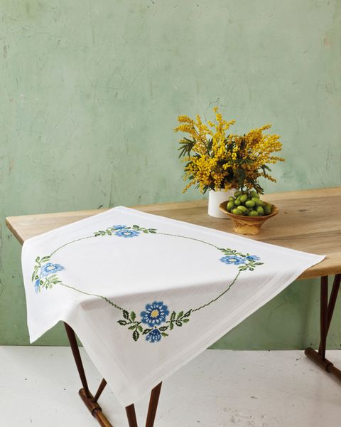 Blå blomster 80x80cm 